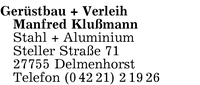 Gerstbau + Verleih Manfred Klumann